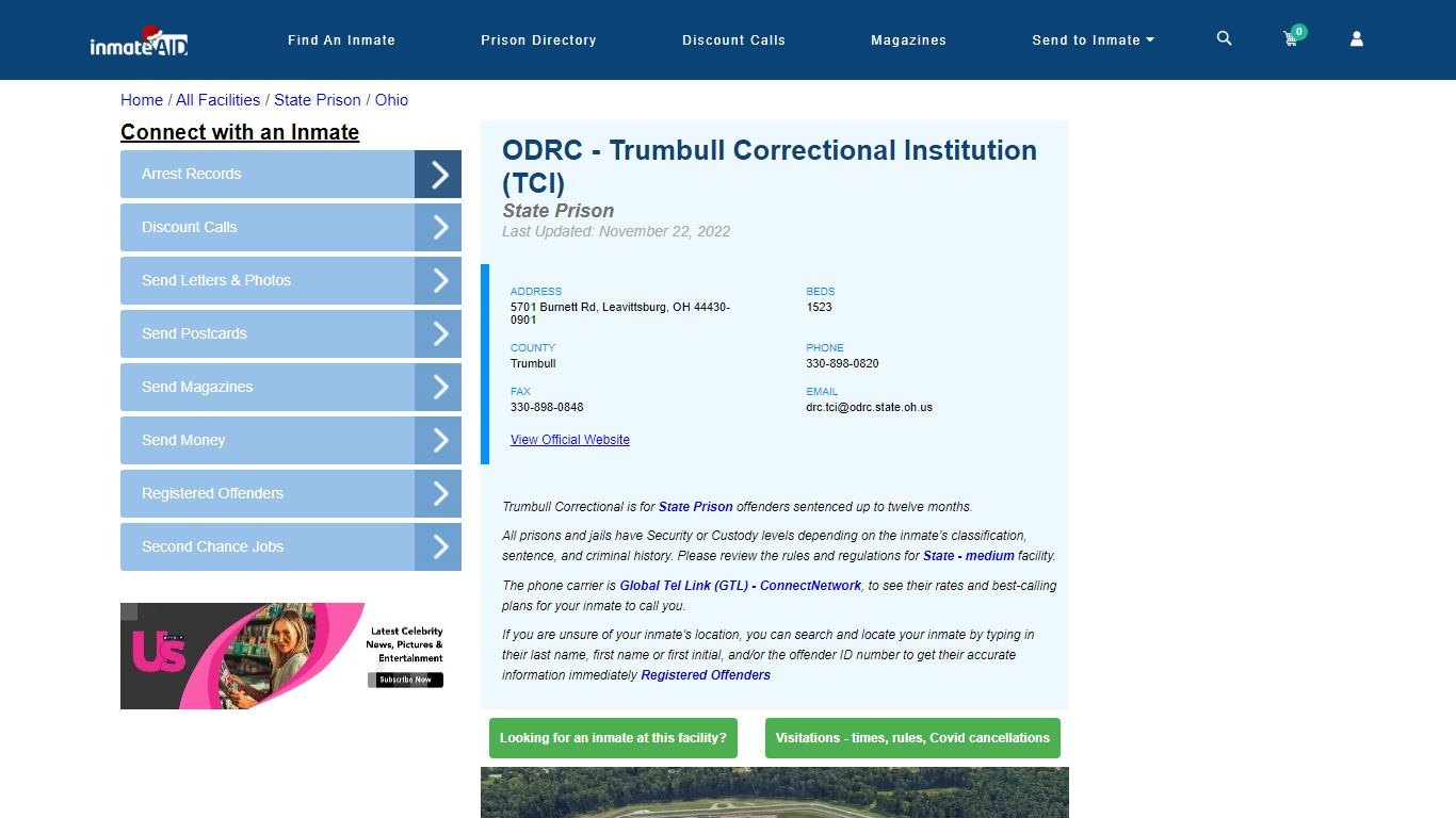 ODRC - Trumbull Correctional Institution (TCI) & Inmate Search ...