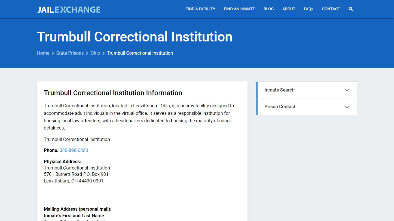 Trumbull Correctional Institution Inmate Search, OH - Jail Exchange